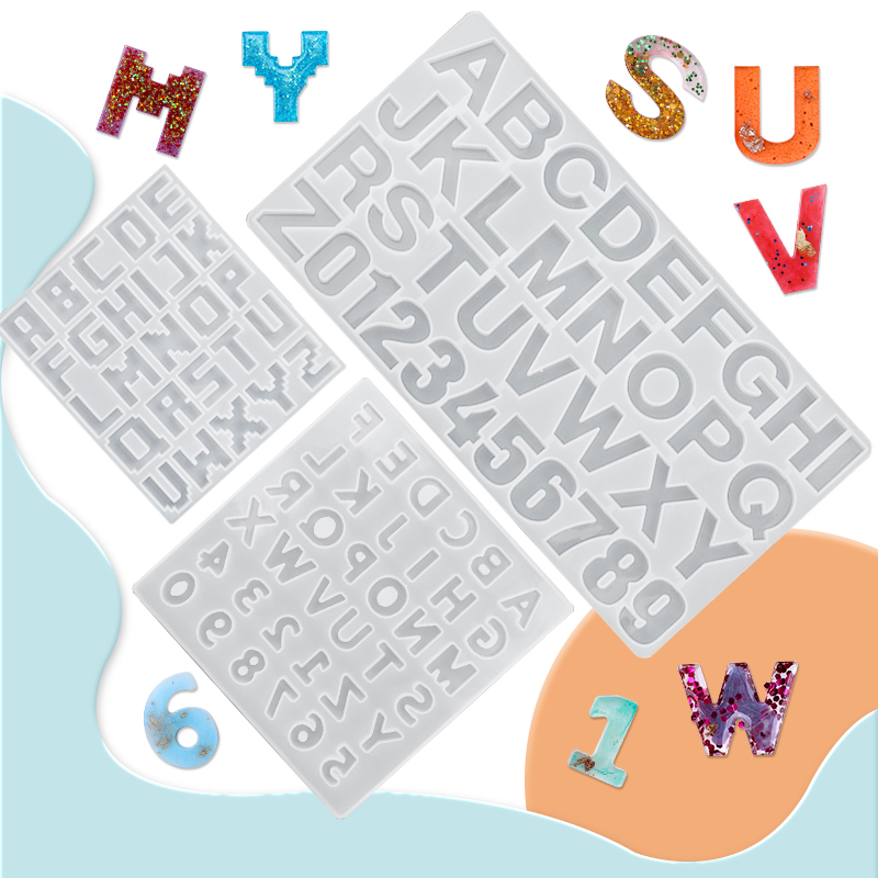 Resin Art Alphabet - الأبجدية الايبوكسي الراتنج قالب عدة حلية
