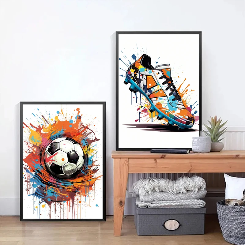 Resin Art On Canvas - لوحة زيتية رقمية بتصميم أحذية كرة