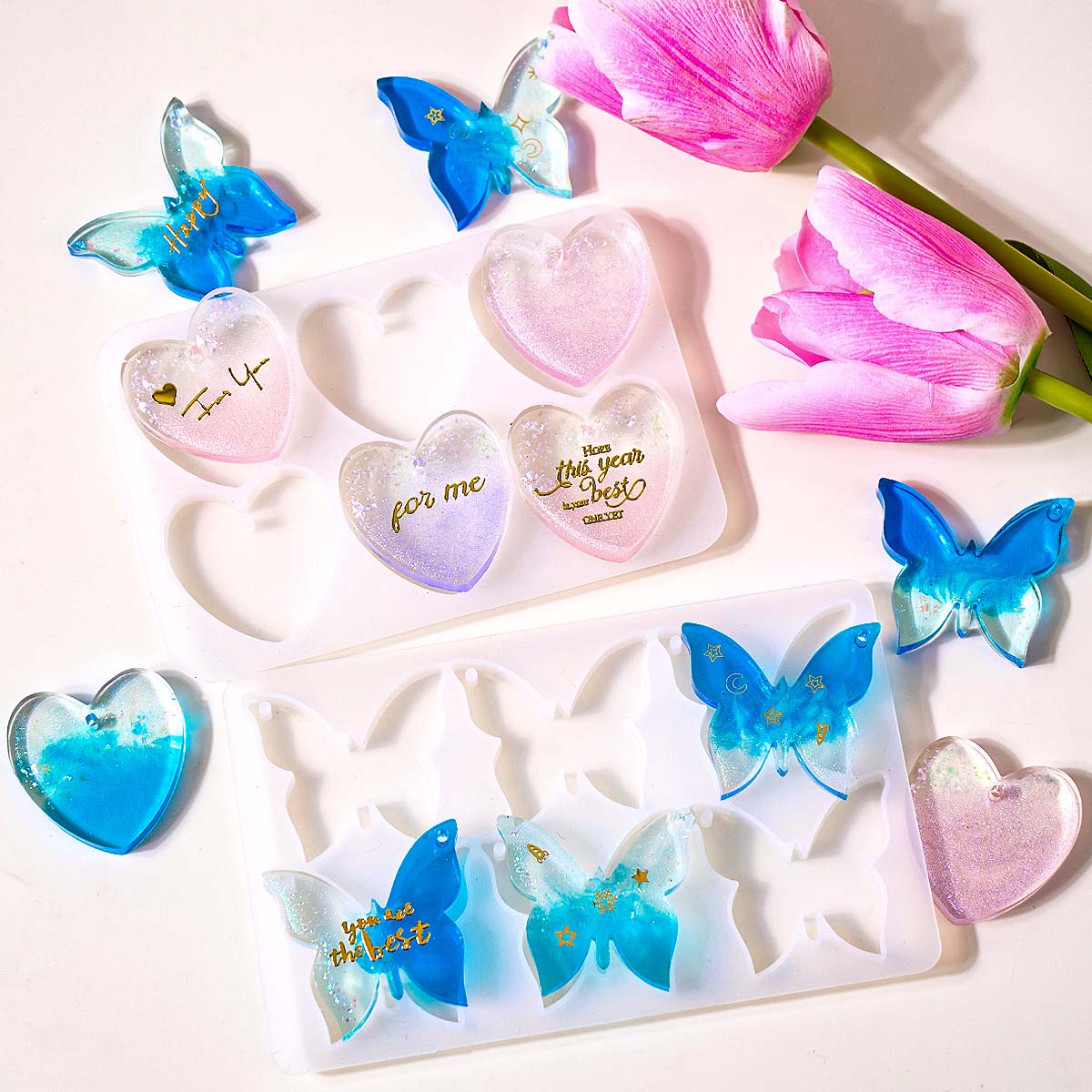 Resin Art Mould - قالب سيليكون للأقراط بستة فتحات، قوالب