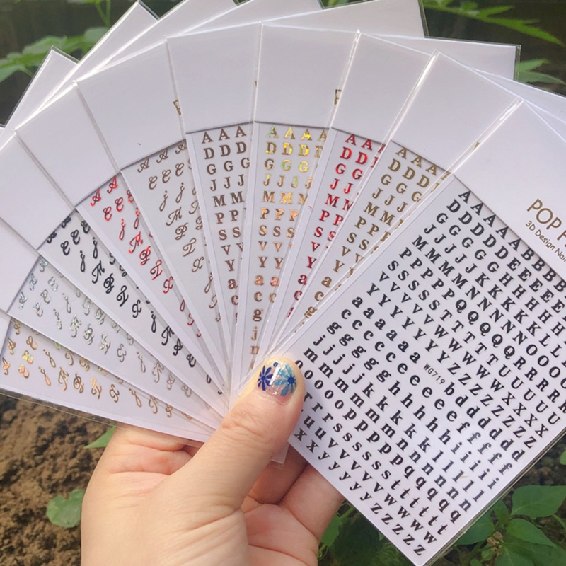 Resin Art Alphabet - ملصقات فنية للأظافر بالأبجدية الإنجليزية ،