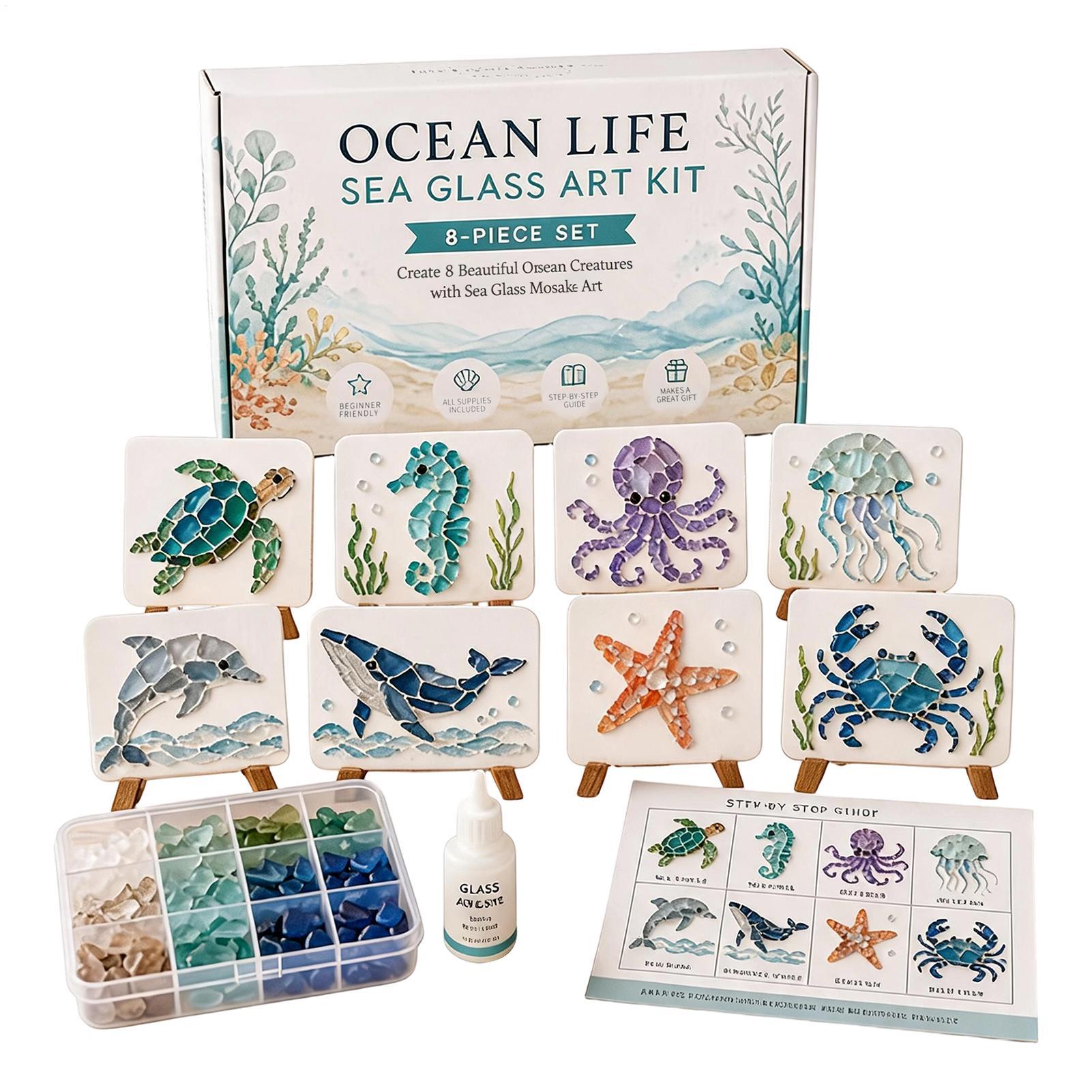 Resin Art Ocean - مجموعة فن الفسيفساء الزجاجي البحري غير