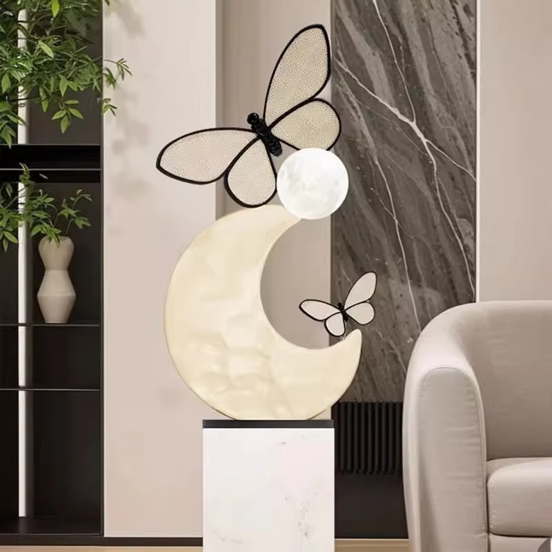 Resin Art Floor Design - الحديثة الفاخرة الراتنج فراشة النحت مصباح