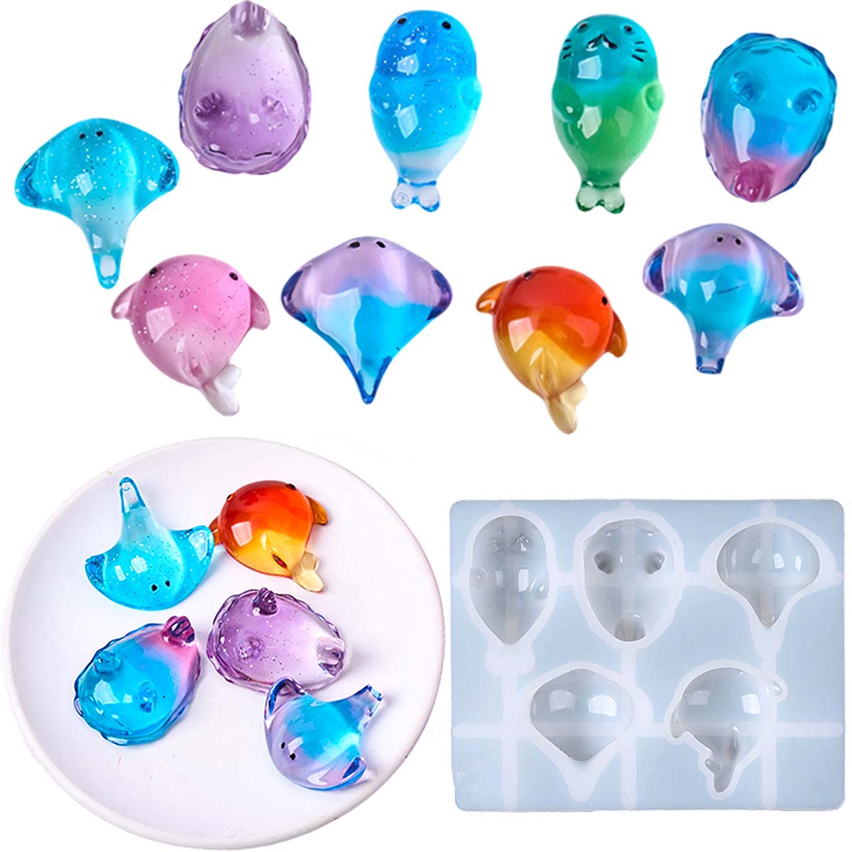 Resin Art Mould - قالب سيليكون ثلاثي الأبعاد بتصميم سمكة
