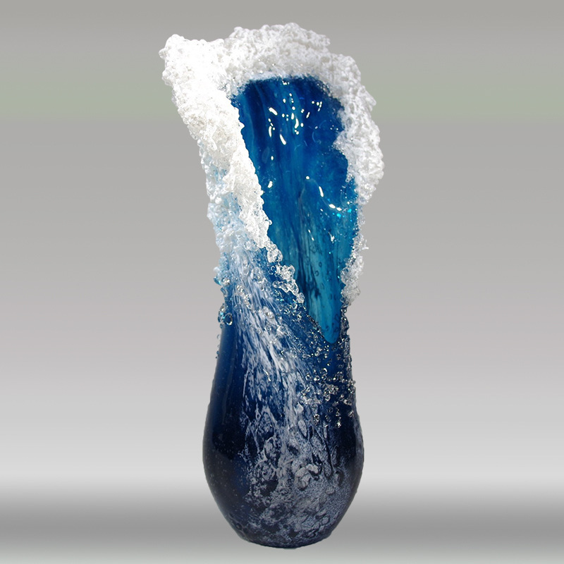 Resin Art Ocean - مزهرية راتنجية بنمط موجي، زخرفة بحرية