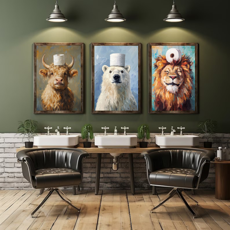 كارتون لطيف مضحك الحيوانات مع  - مراجعة Resin Art On Canvas وسعره