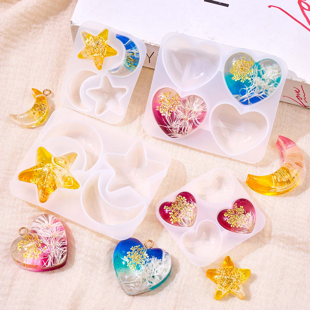 قالب سيليكون على شكل قلب ونجمة - مراجعة Resin Art Mould وسعره