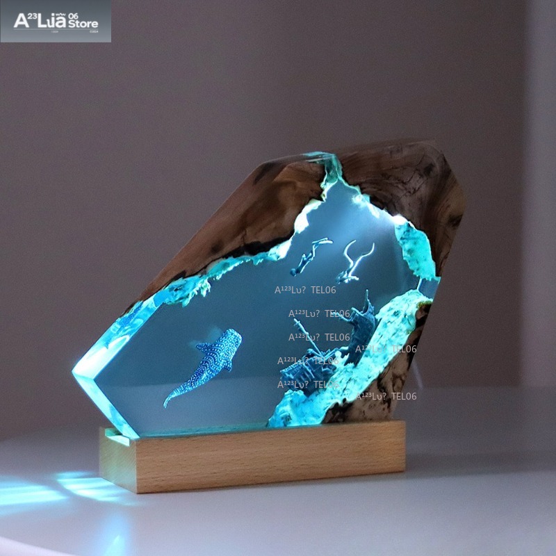مصباح ليلي من الخشب والراتنج ب - مراجعة Resin Art Ocean وسعره