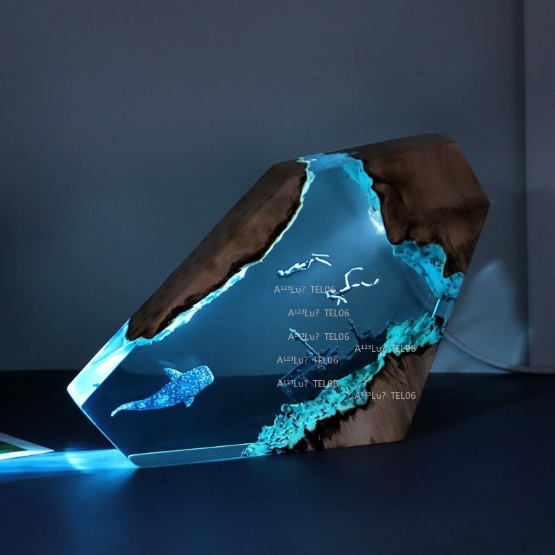 مصباح ليلي من الخشب والراتنج ب - مراجعة Resin Art Ocean وسعره