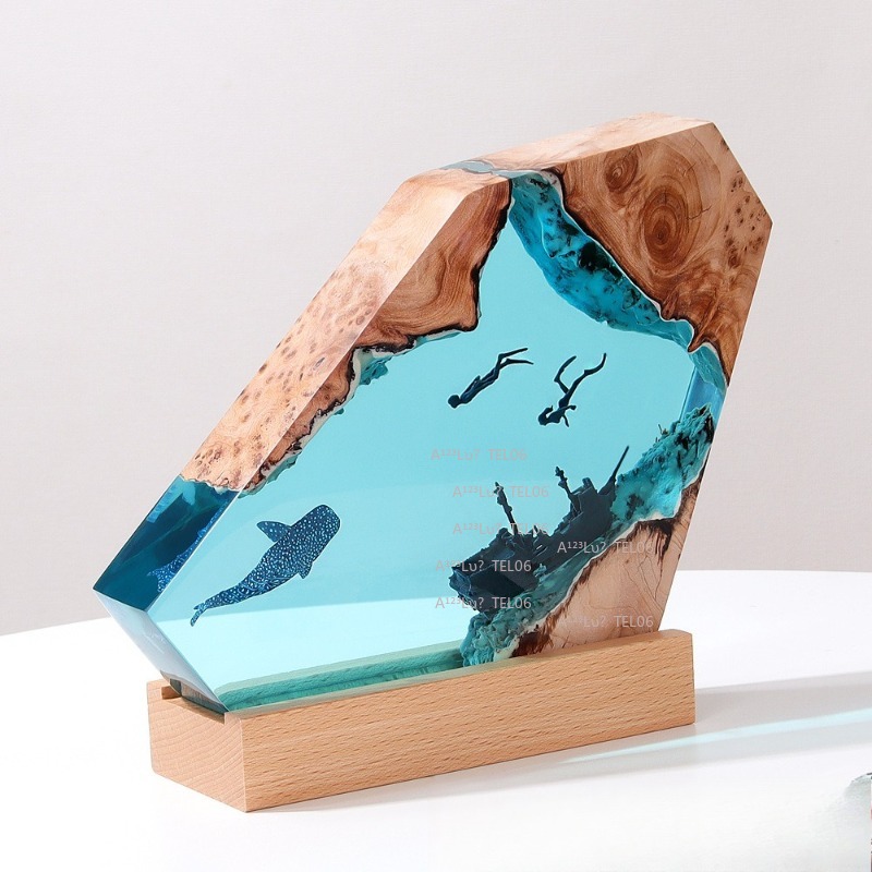 مصباح ليلي من الخشب والراتنج ب - مراجعة Resin Art Ocean وسعره