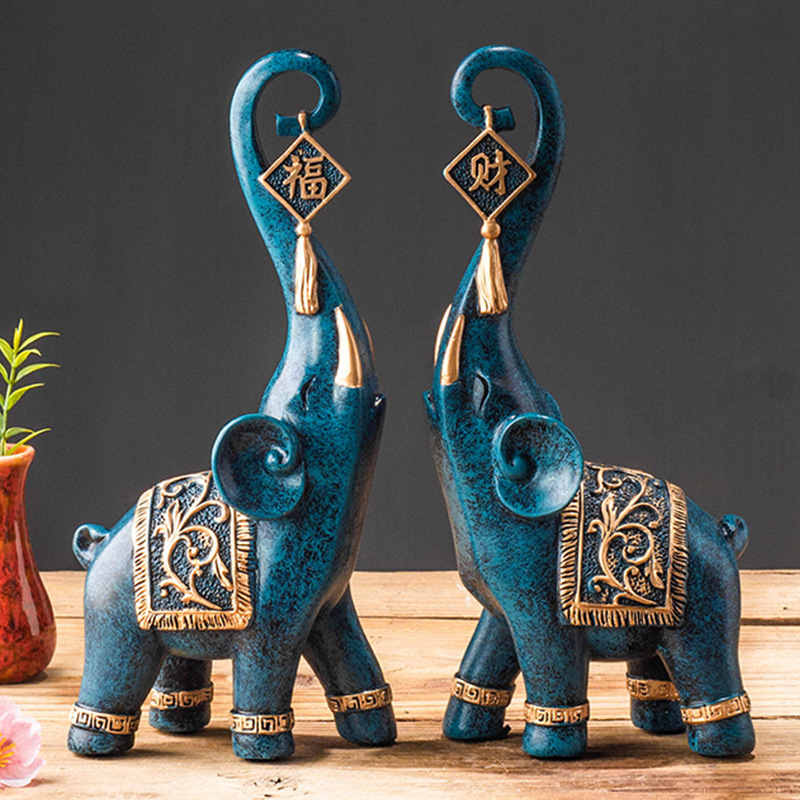 زوج من تماثيل الفيل الصينية عل - مراجعة Resin Art Anniversary Gift وسعره
