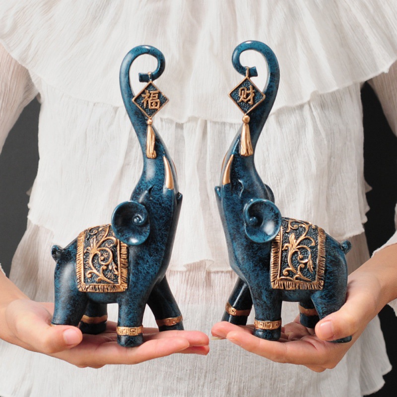 زوج من تماثيل الفيل الصينية عل - مراجعة Resin Art Anniversary Gift وسعره