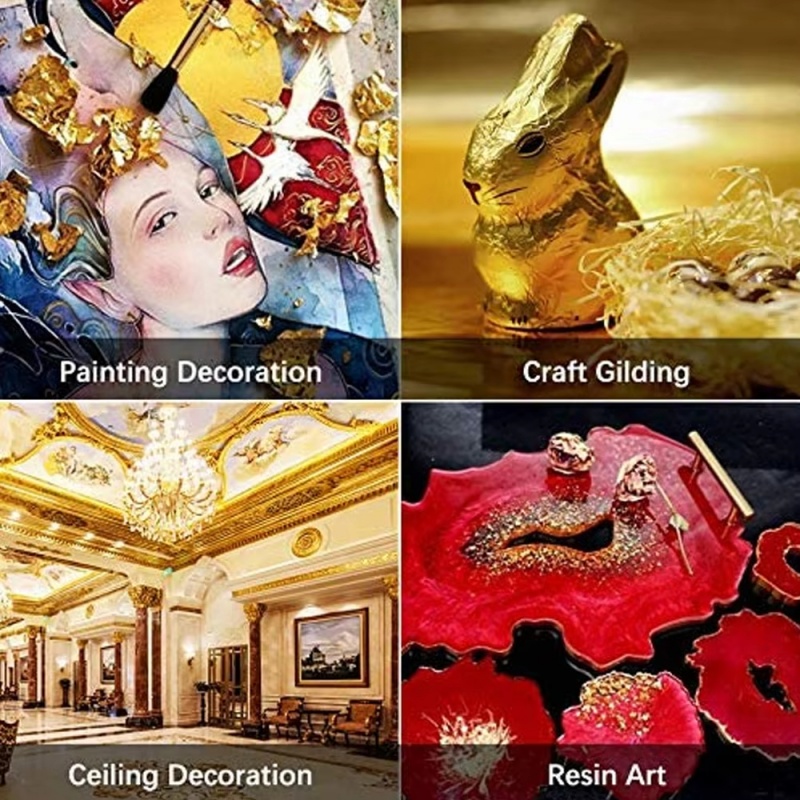100 قطعة من ورق الذهب والفضة و - مراجعة Resin Art Anniversary Gift وسعره